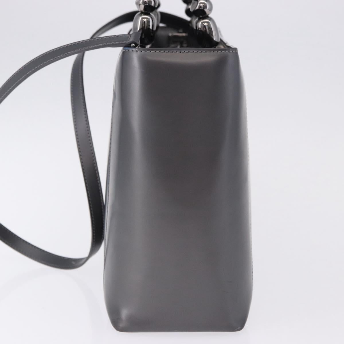 Christian Dior Maris Pearl Hand Bag Patent 2way Gray Silver Auth ep15303V