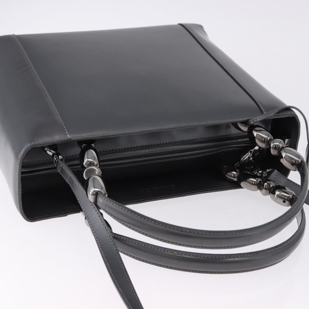 Christian Dior Maris Pearl Hand Bag Patent 2way Gray Silver Auth ep15303V