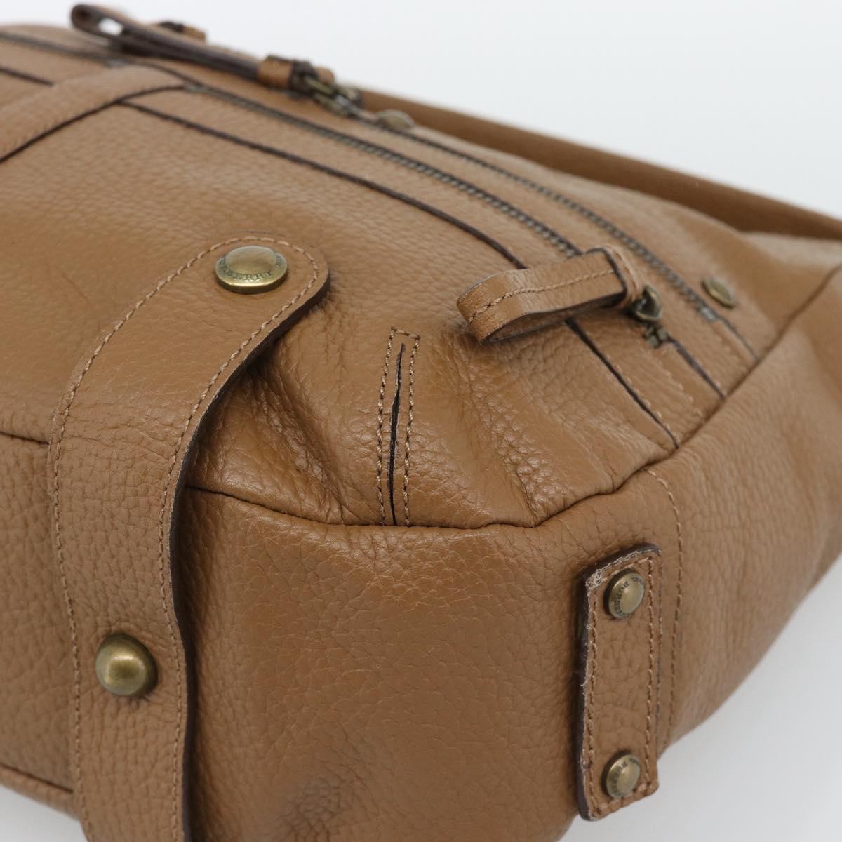 BURBERRY Shoulder Bag Leather Brown Gold Tone Auth ep15306A