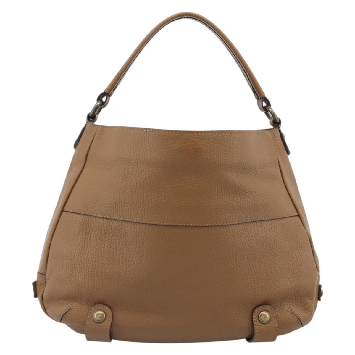 BURBERRY Shoulder Bag Leather Brown Gold Tone Auth ep15306A