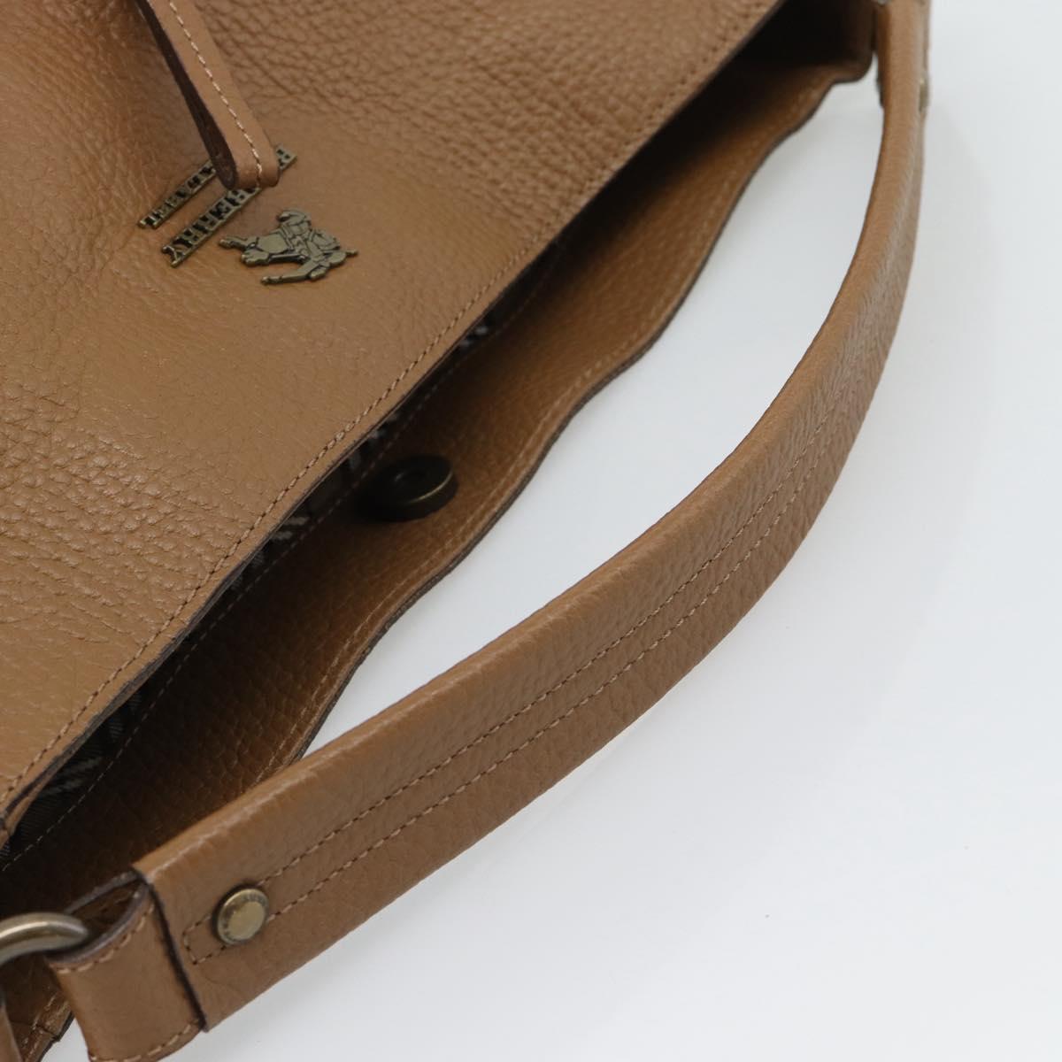 BURBERRY Shoulder Bag Leather Brown Gold Tone Auth ep15306A