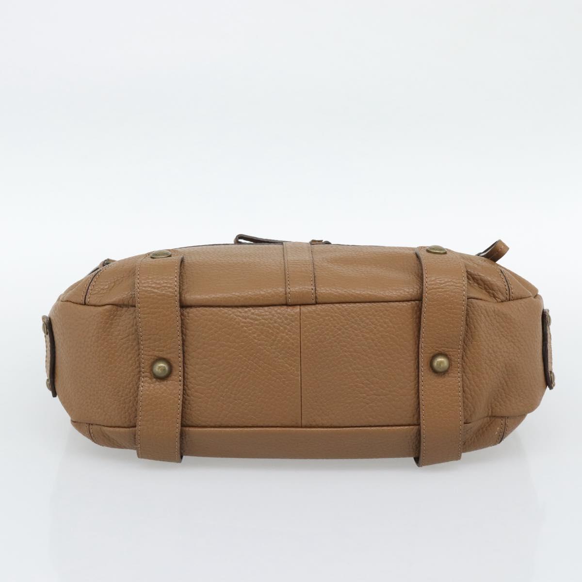 BURBERRY Shoulder Bag Leather Brown Gold Tone Auth ep15306A
