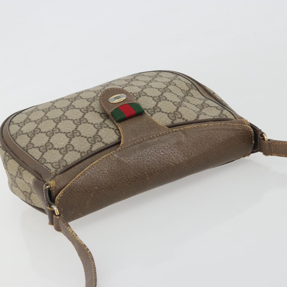 GUCCI GG Supreme Shoulder Bag PVC Leather Beige Gold Tone 10 02 056 Auth ep15307