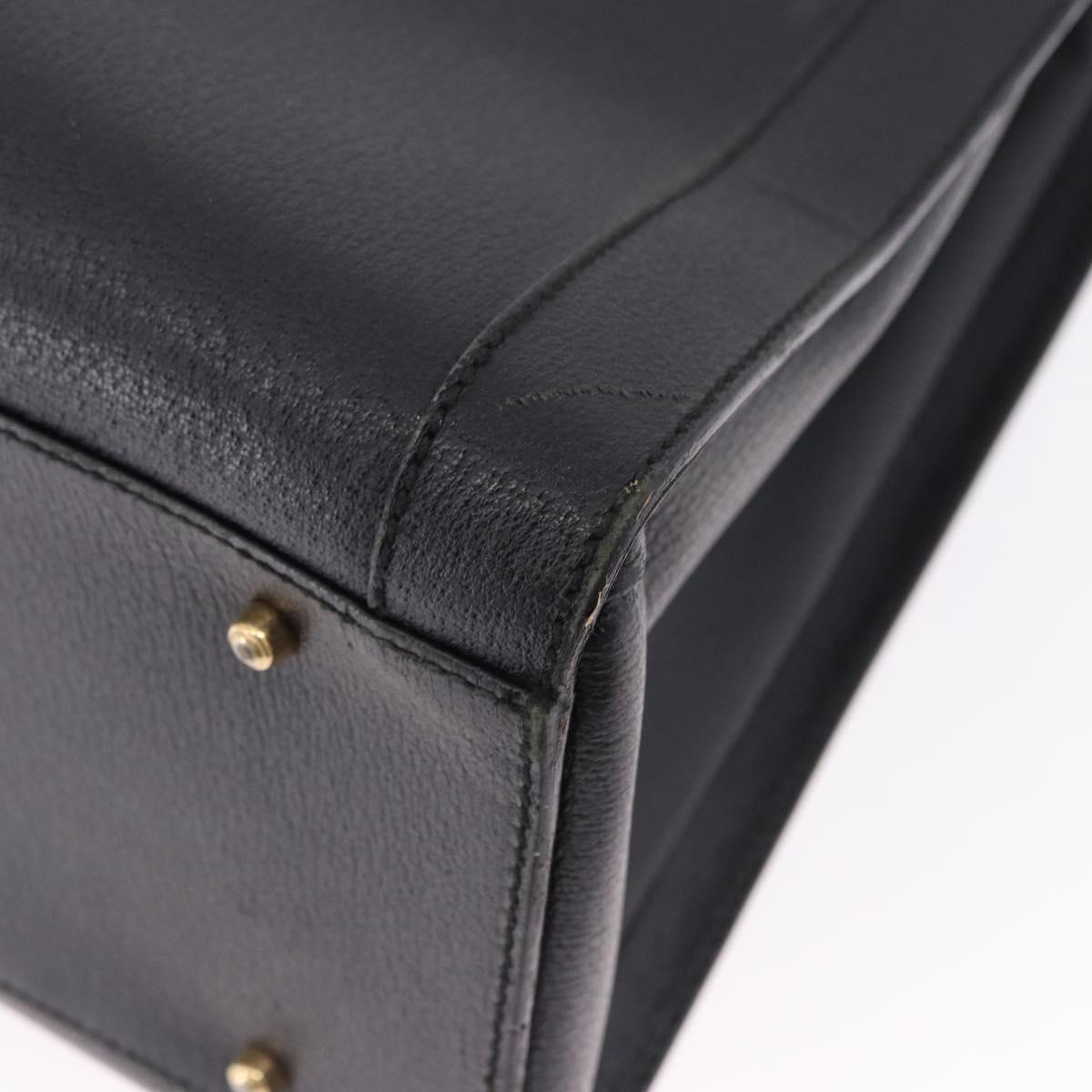 GUCCI Bamboo Hand Bag Leather Black Gold Tone 002 1186 0259 Auth ep15308