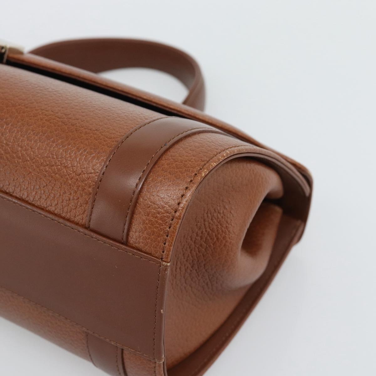 Burberrys Hand Bag Leather Brown Gold Tone Auth ep15309