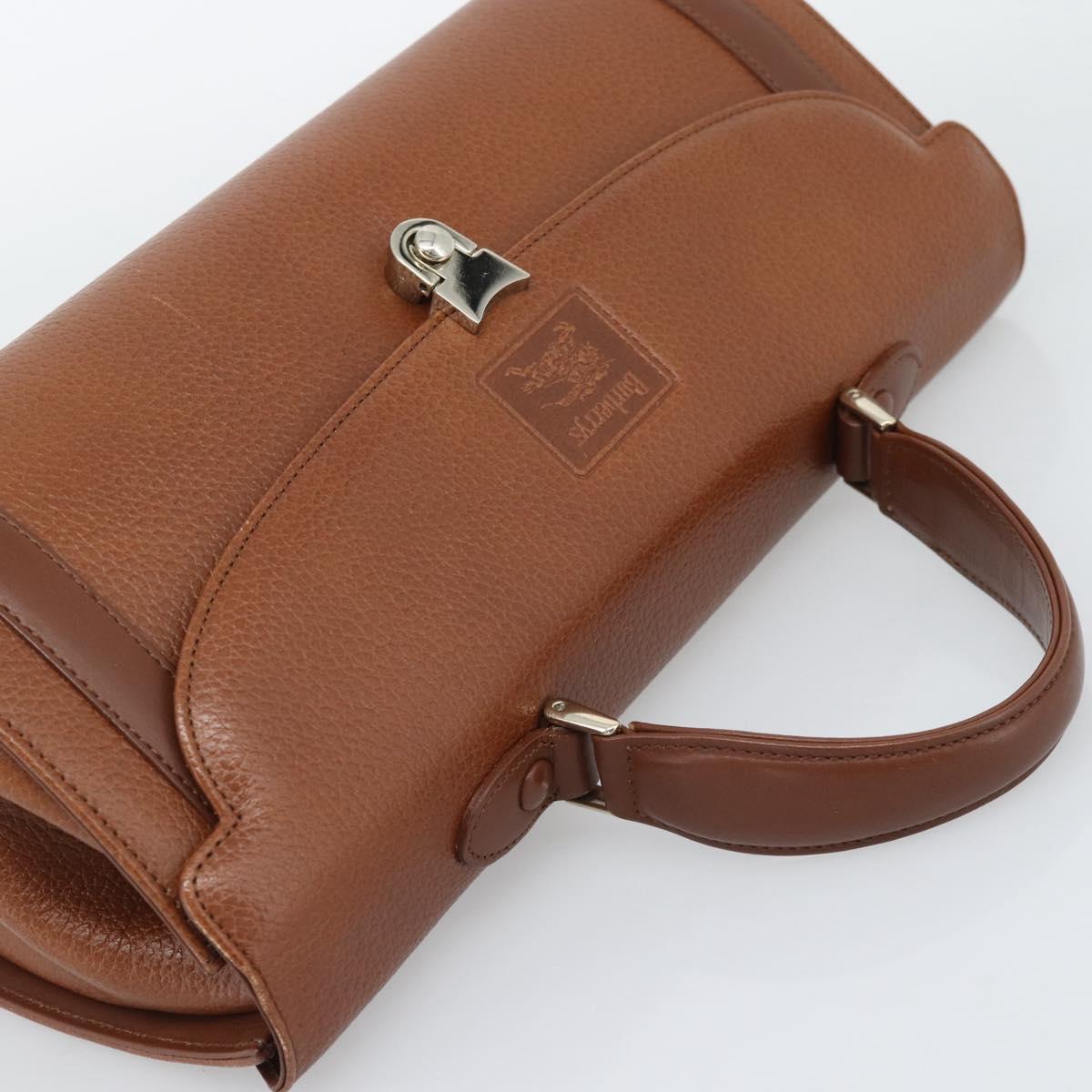 Burberrys Hand Bag Leather Brown Gold Tone Auth ep15309