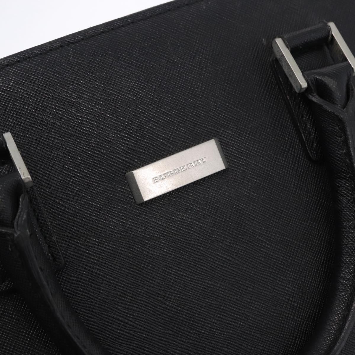 BURBERRY Business Bag Leather Black Silver Auth ep15311