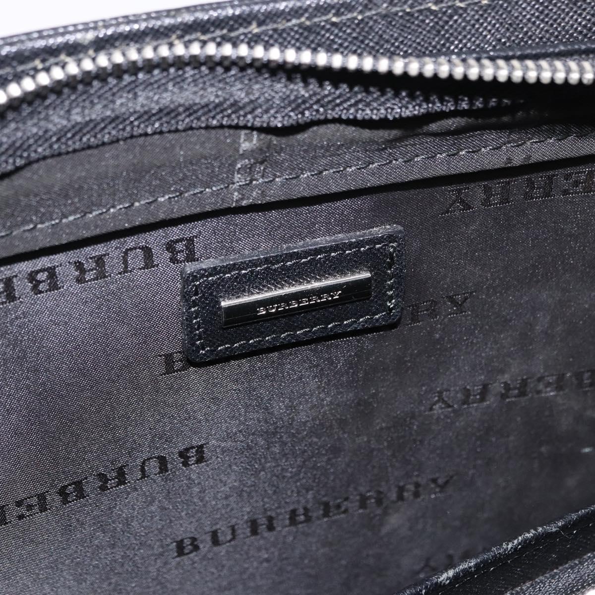 BURBERRY Business Bag Leather Black Silver Auth ep15311