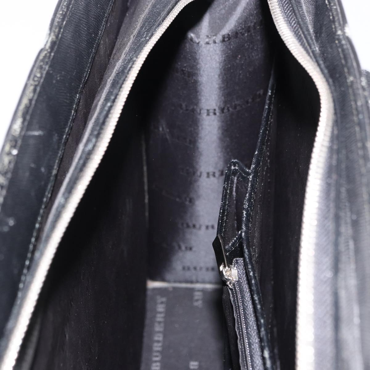 BURBERRY Business Bag Leather Black Silver Auth ep15311