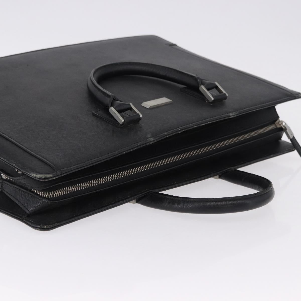 BURBERRY Business Bag Leather Black Silver Auth ep15311