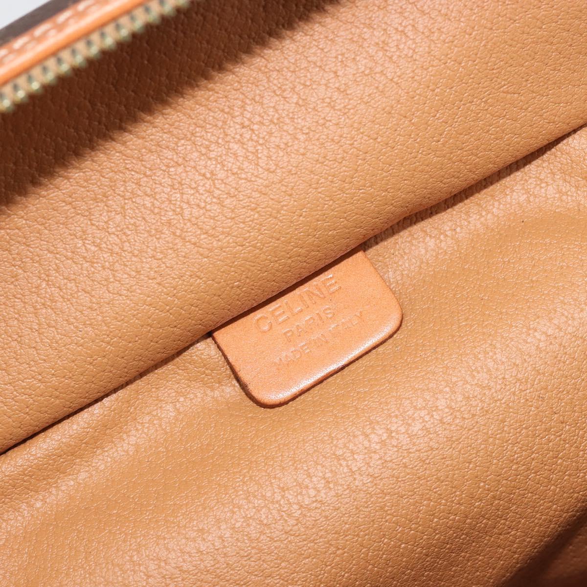 CELINE Macadam Vanity Cosmetic Pouch PVC Leather Brown Gold Tone Auth ep15314A