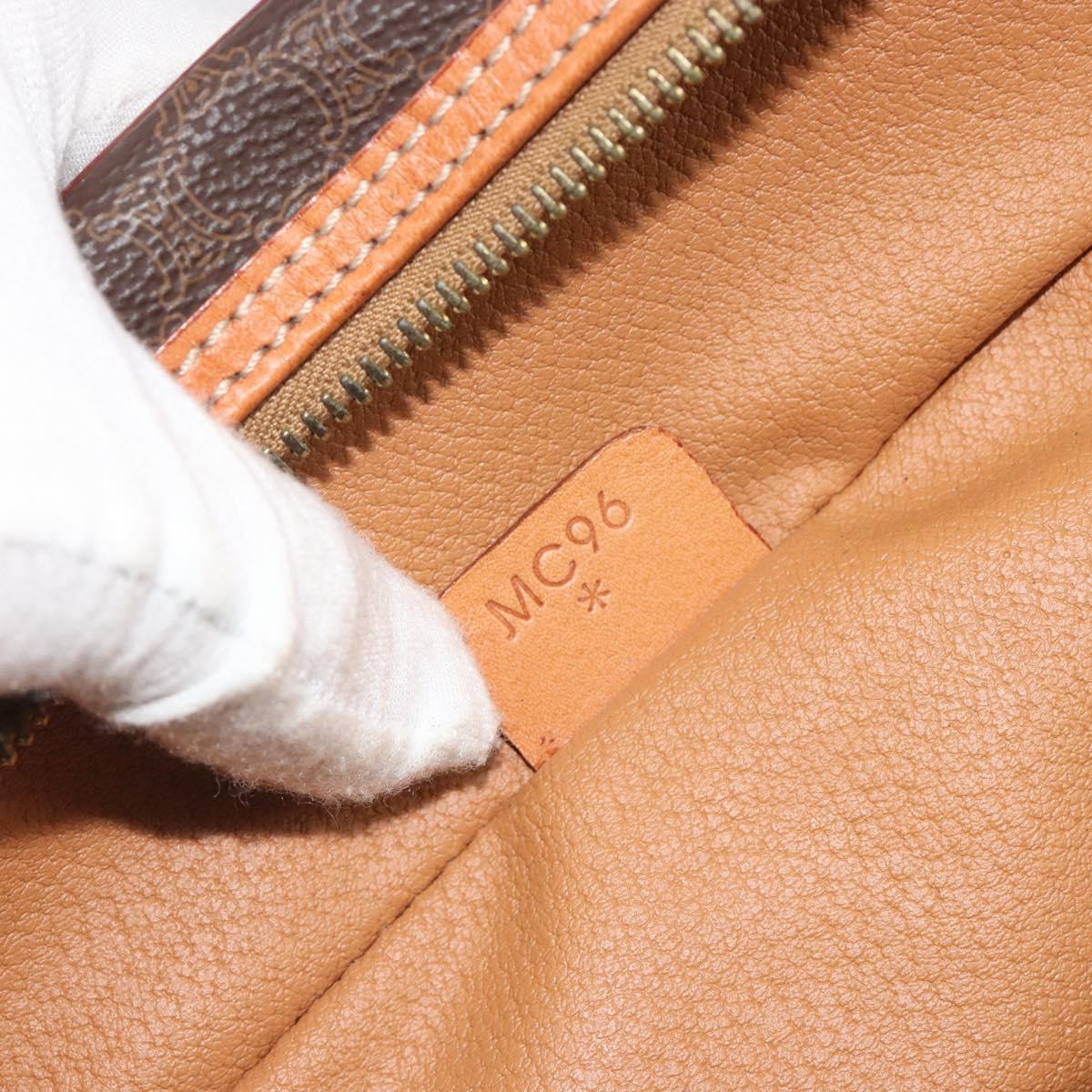 CELINE Macadam Vanity Cosmetic Pouch PVC Leather Brown Gold Tone Auth ep15314A