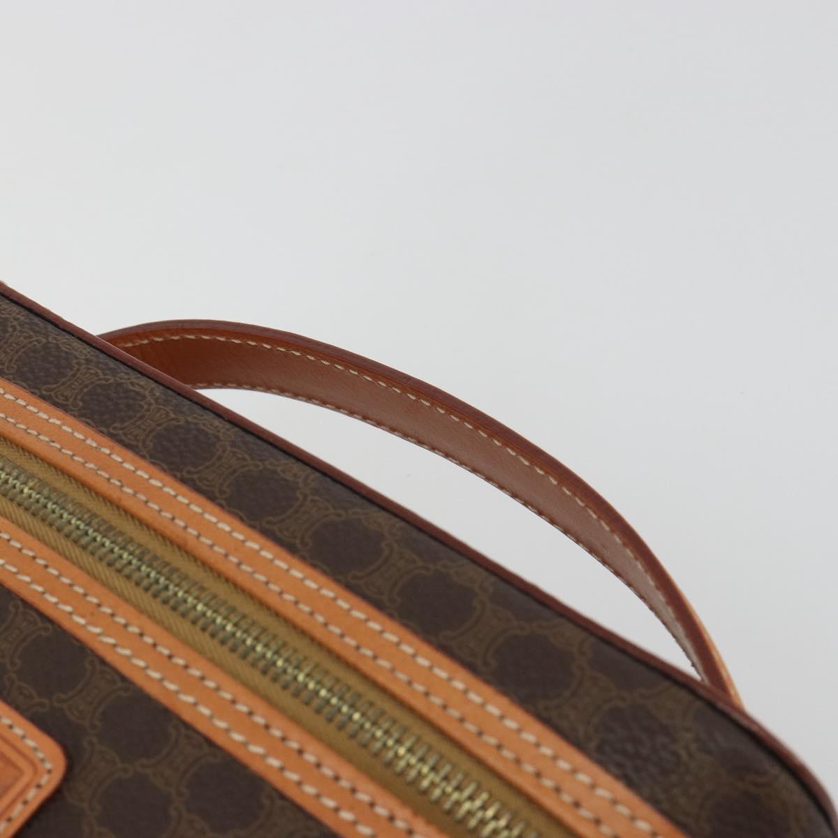 CELINE Macadam Vanity Cosmetic Pouch PVC Leather Brown Gold Tone Auth ep15314A