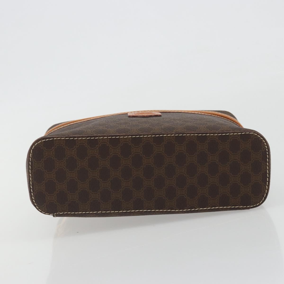 CELINE Macadam Vanity Cosmetic Pouch PVC Leather Brown Gold Tone Auth ep15314A