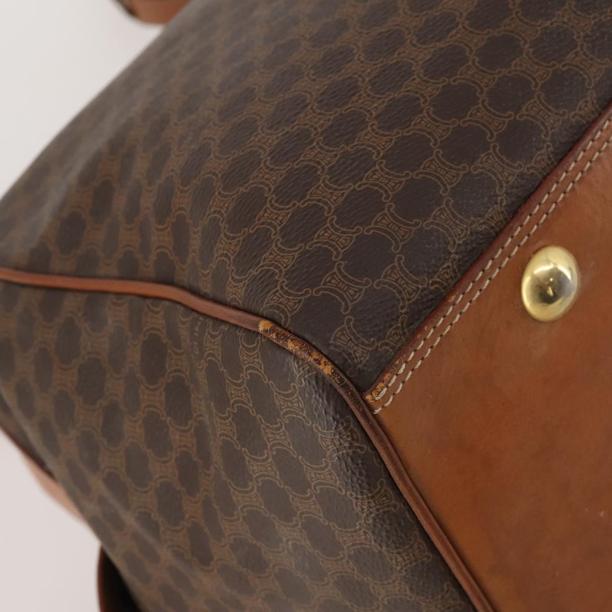 CELINE Macadam Boston Bag PVC Leather 2way Brown Gold Tone Auth ep15316