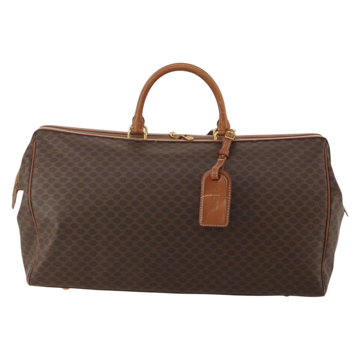 CELINE Macadam Boston Bag PVC Leather 2way Brown Gold Tone Auth ep15316