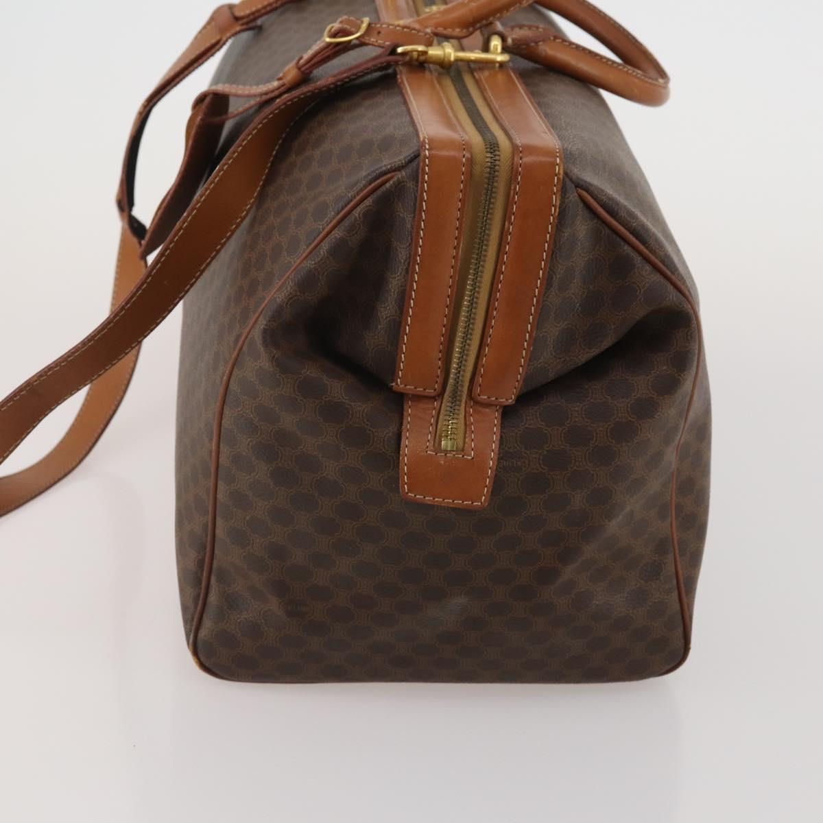 CELINE Macadam Boston Bag PVC Leather 2way Brown Gold Tone Auth ep15316