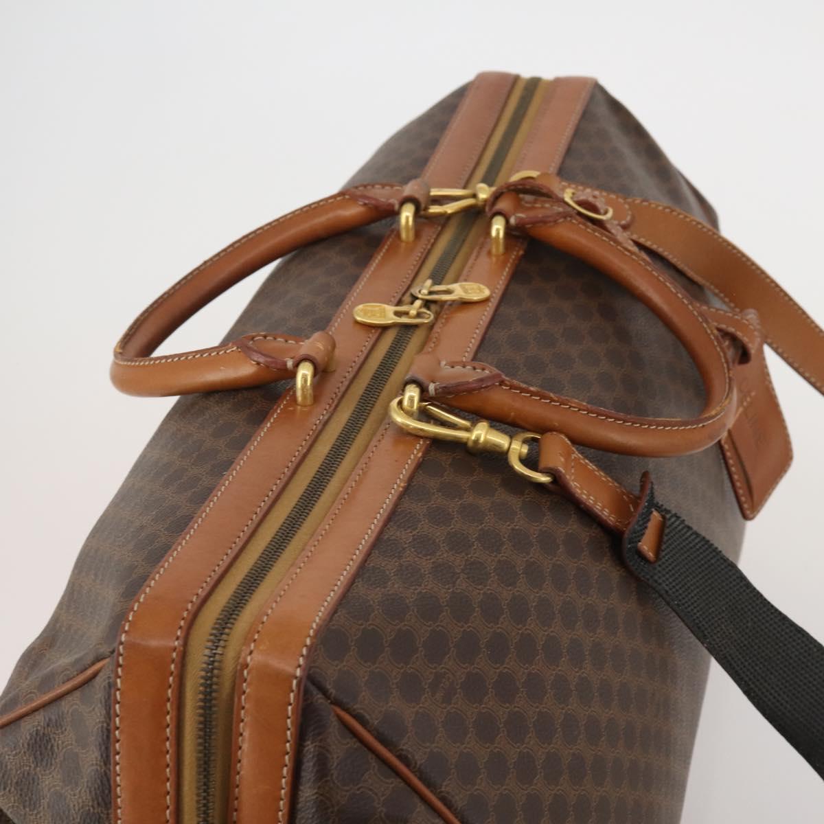 CELINE Macadam Boston Bag PVC Leather 2way Brown Gold Tone Auth ep15316