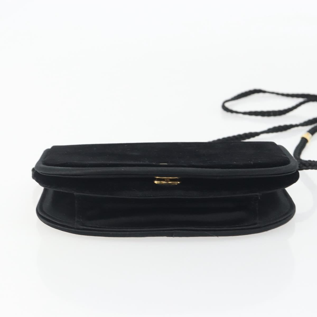 GUCCI Shoulder Bag Velor Black Gold Tone Auth ep15318