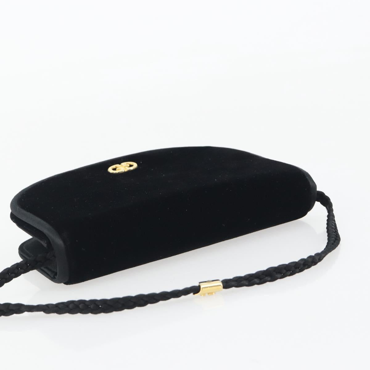 GUCCI Shoulder Bag Velor Black Gold Tone Auth ep15318