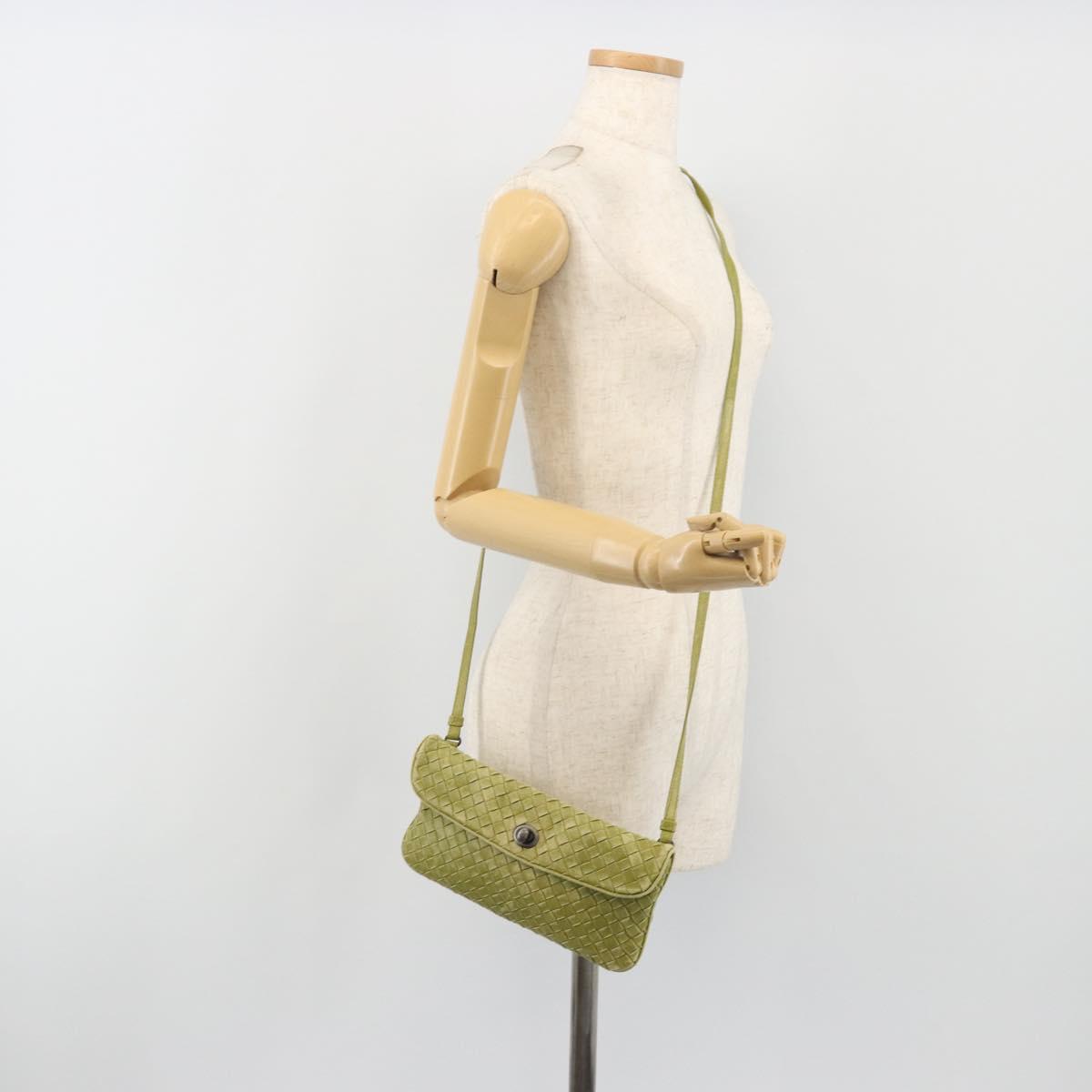 BOTTEGA VENETA INTRECCIATO Shoulder Bag Leather Green Auth ep15319
