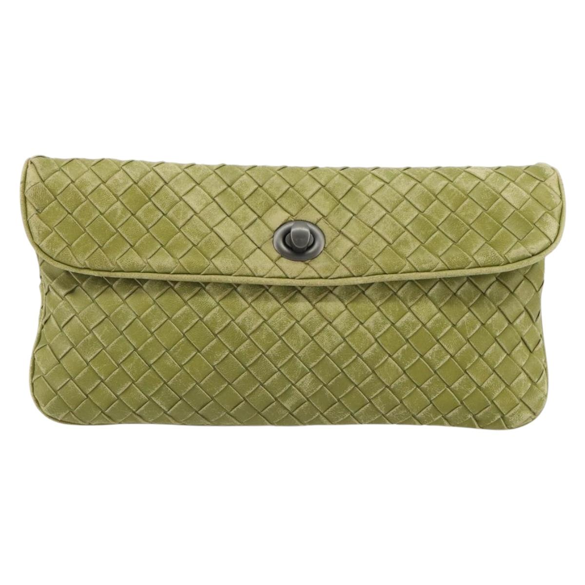 BOTTEGA VENETA INTRECCIATO Shoulder Bag Leather Green Auth ep15319