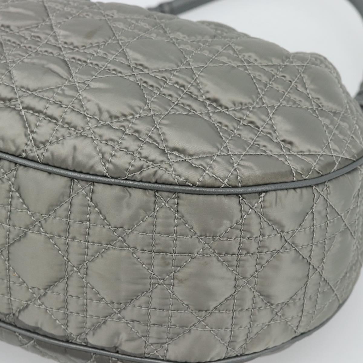 Christian Dior Canage Shoulder Bag Nylon Gray Silver Auth ep15322