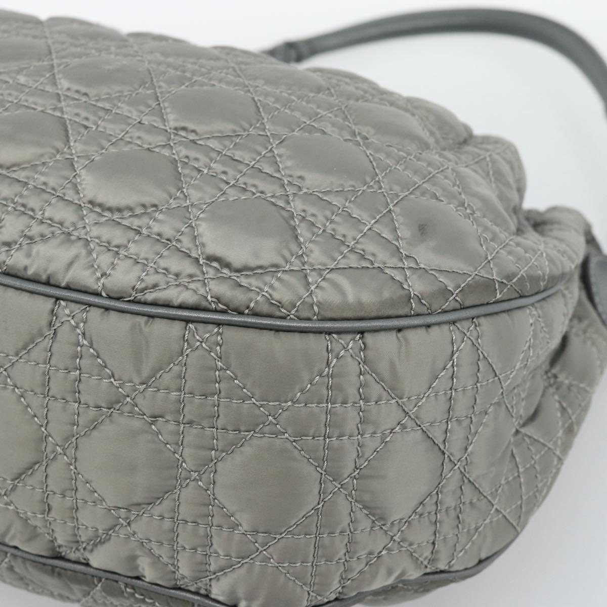Christian Dior Canage Shoulder Bag Nylon Gray Silver Auth ep15322