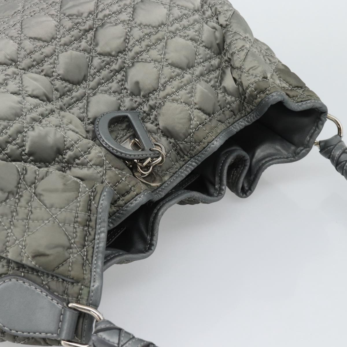 Christian Dior Canage Shoulder Bag Nylon Gray Silver Auth ep15322