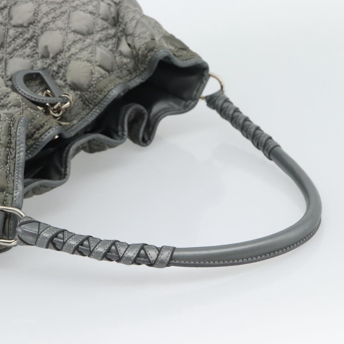 Christian Dior Canage Shoulder Bag Nylon Gray Silver Auth ep15322