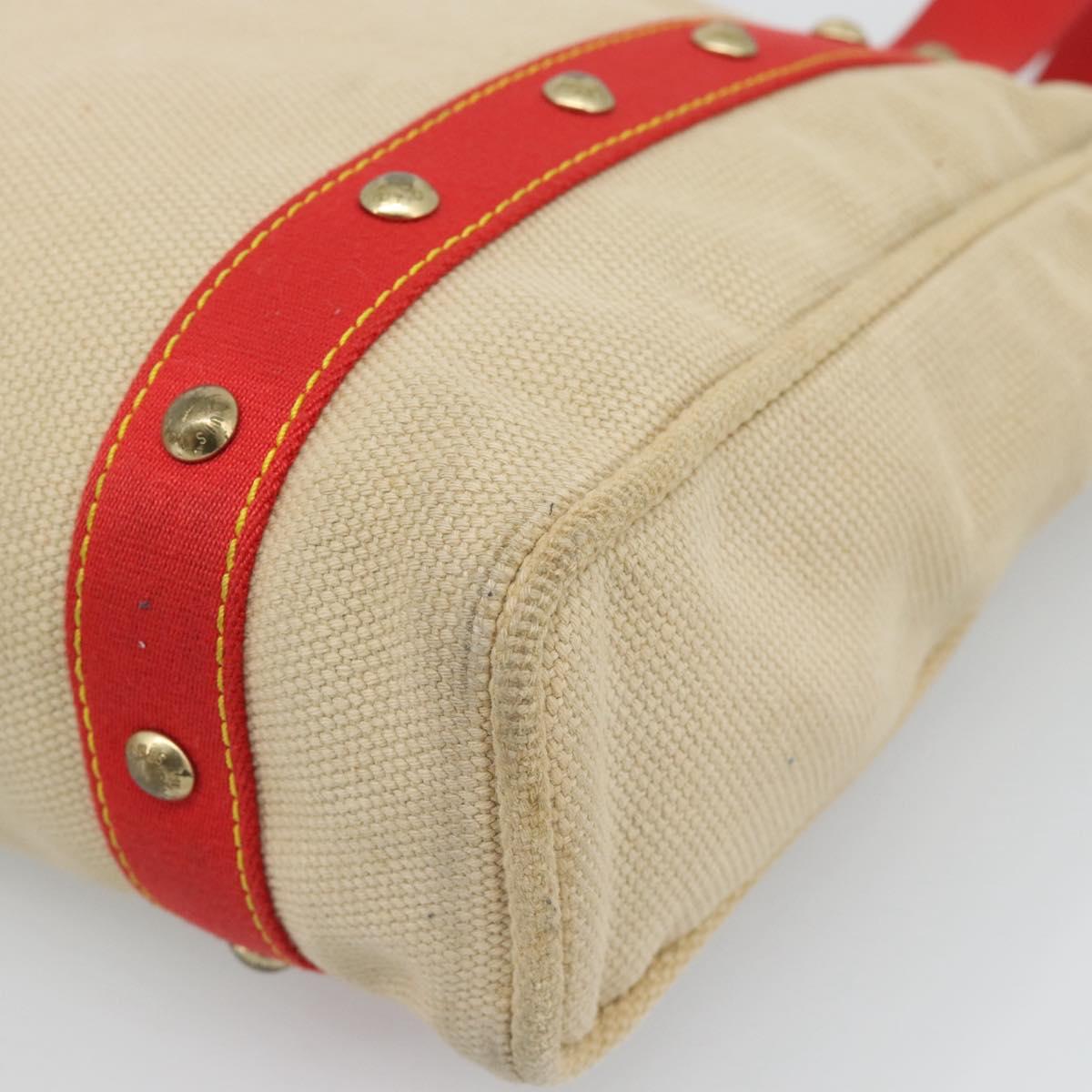 LOUIS VUITTON Antigua Cabas MM Tote Bag Beige Red M40035 LV Auth ep15323