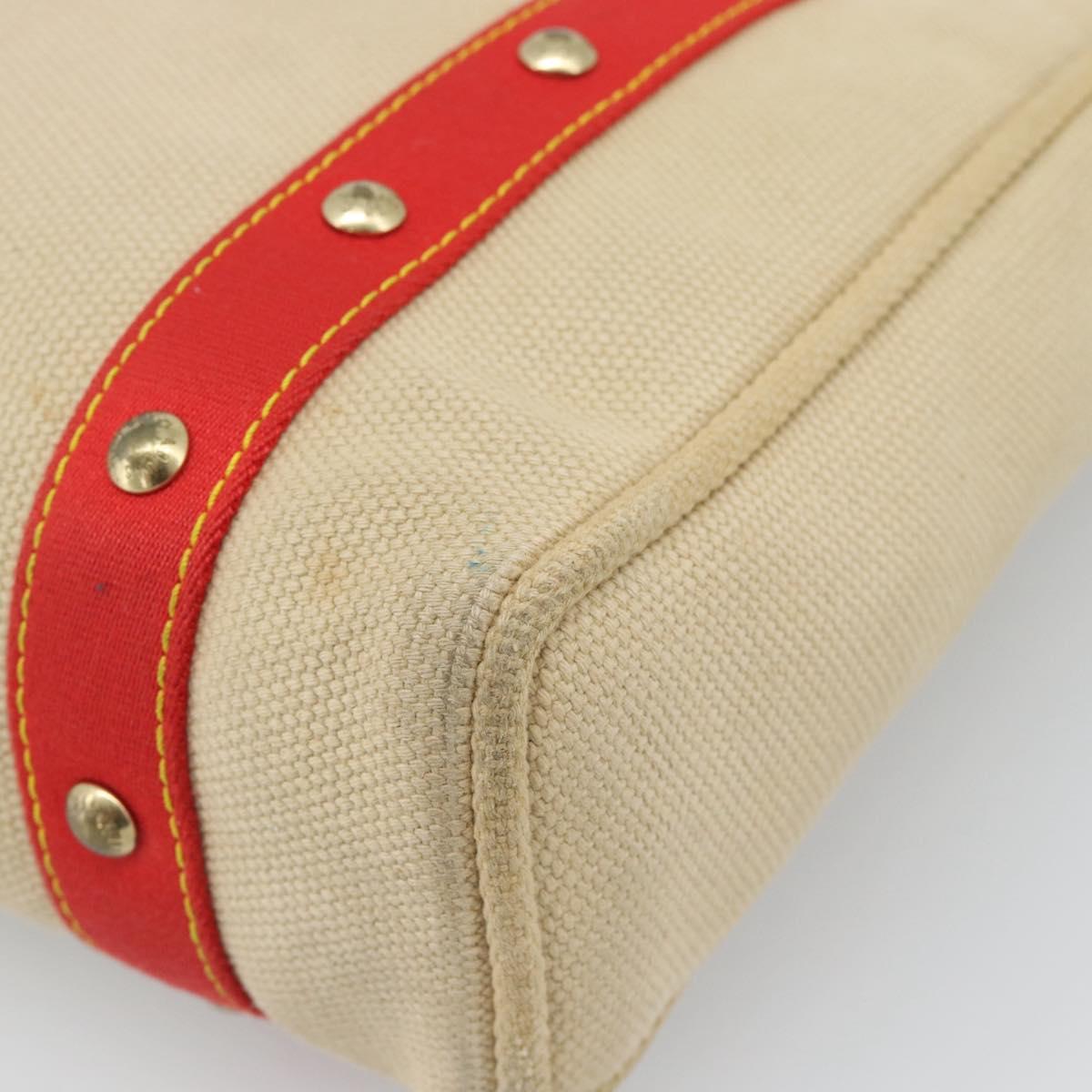 LOUIS VUITTON Antigua Cabas MM Tote Bag Beige Red M40035 LV Auth ep15323