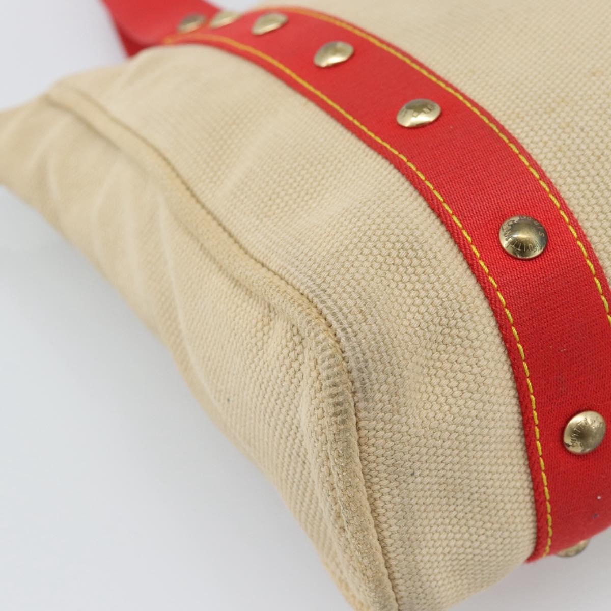 LOUIS VUITTON Antigua Cabas MM Tote Bag Beige Red M40035 LV Auth ep15323