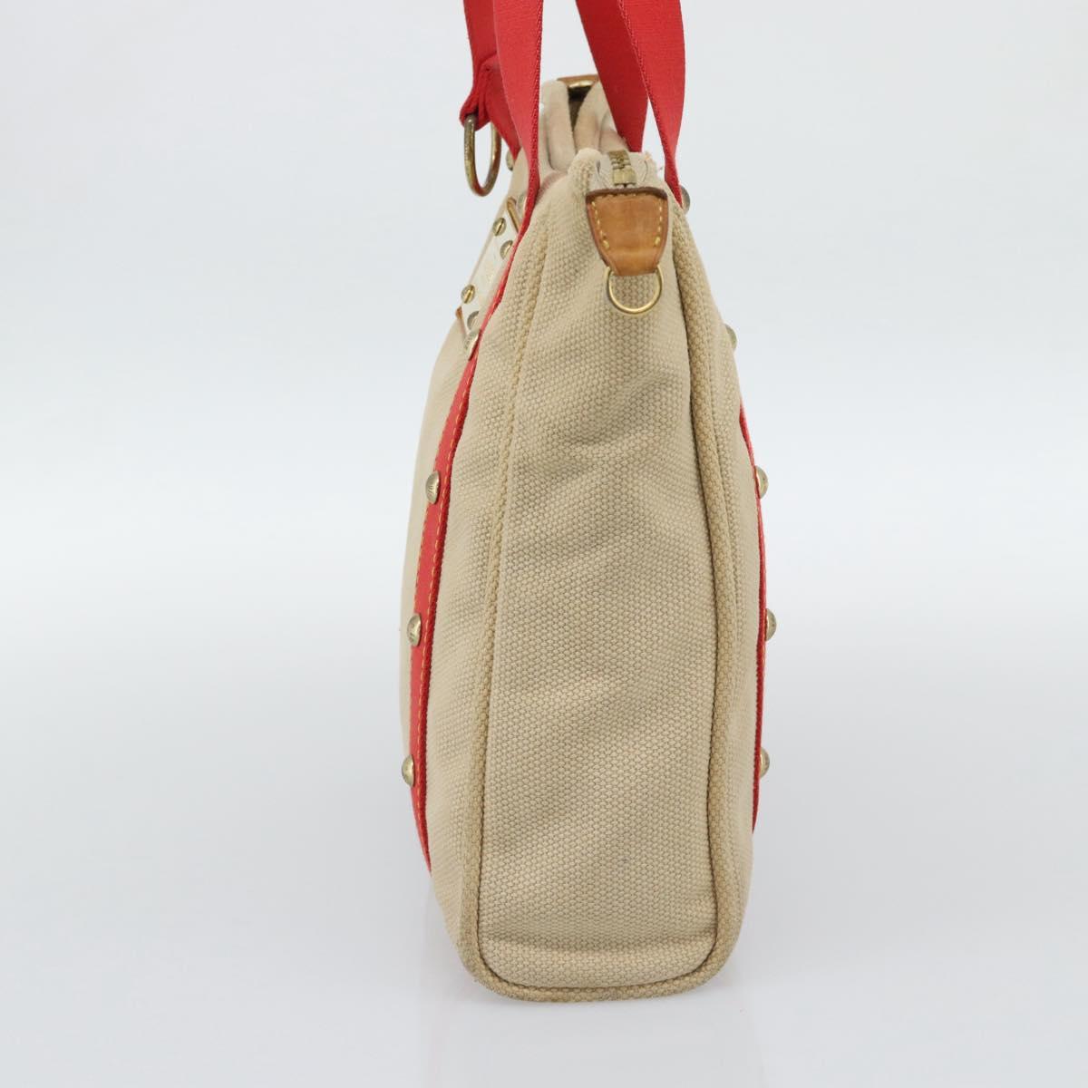 LOUIS VUITTON Antigua Cabas MM Tote Bag Beige Red M40035 LV Auth ep15323