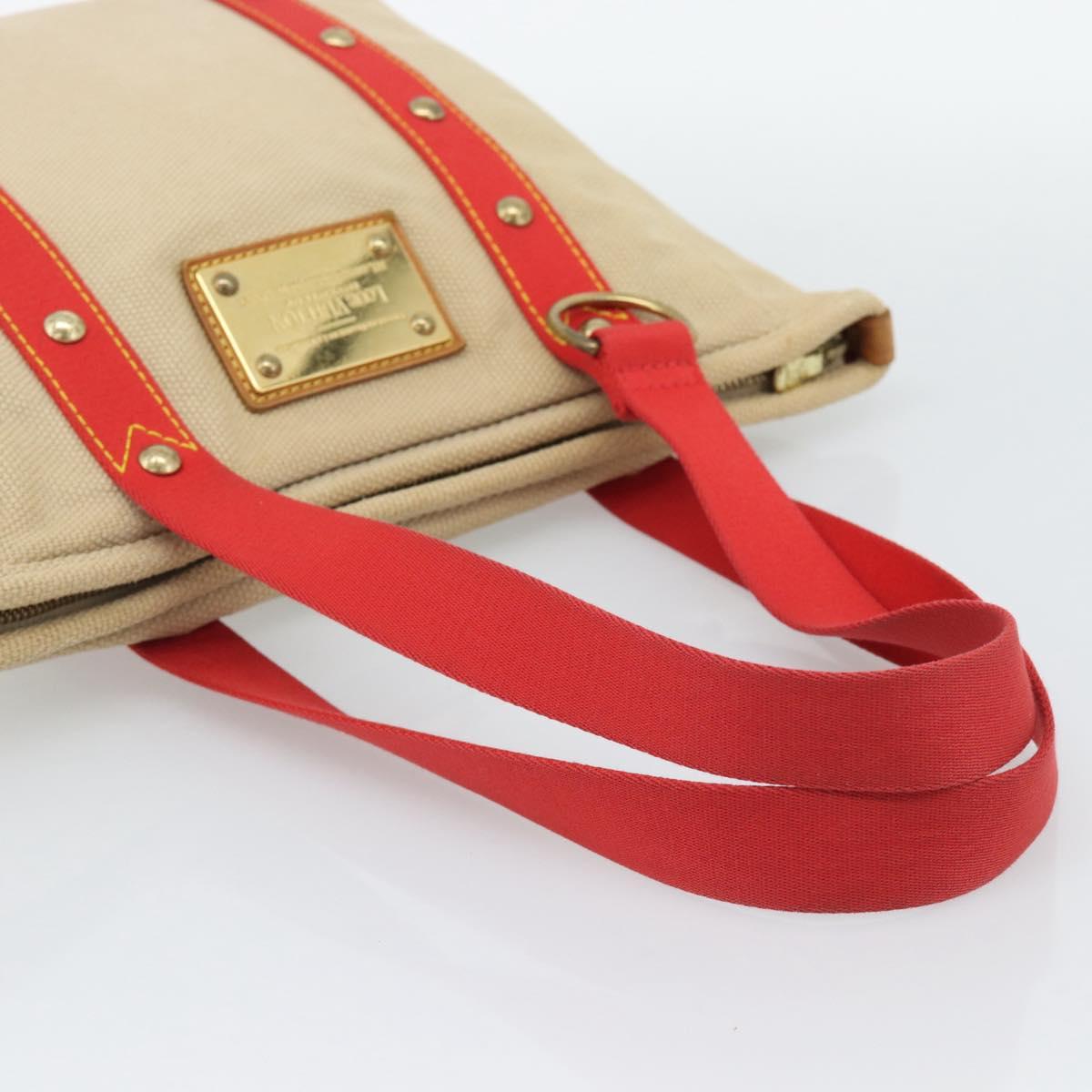LOUIS VUITTON Antigua Cabas MM Tote Bag Beige Red M40035 LV Auth ep15323