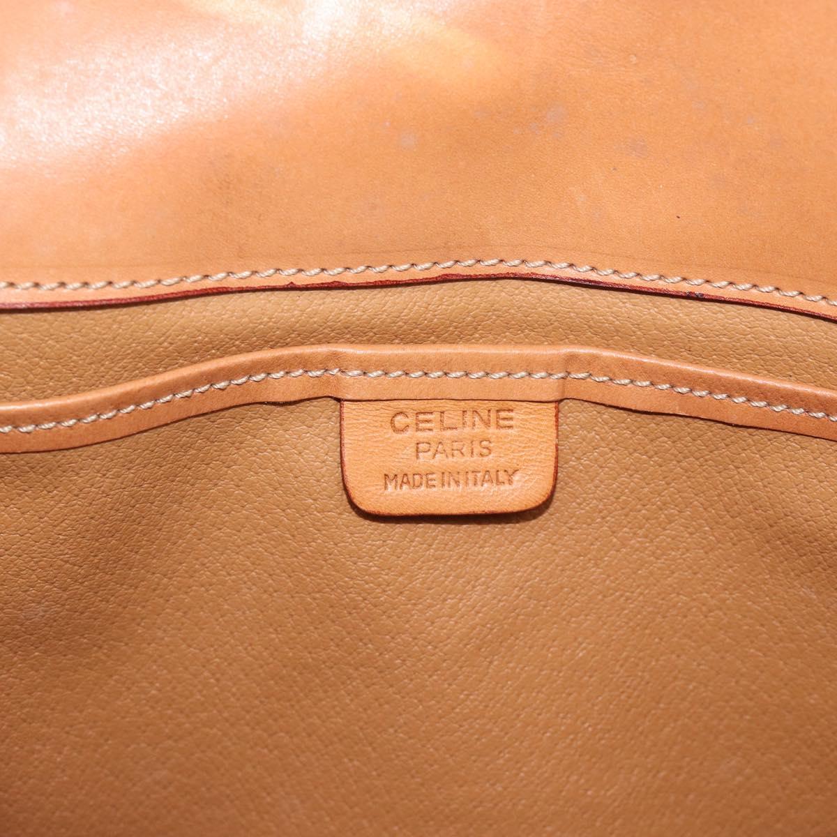 CELINE Macadam Shoulder Bag PVC Leather Brown Gold Tone Auth ep15326