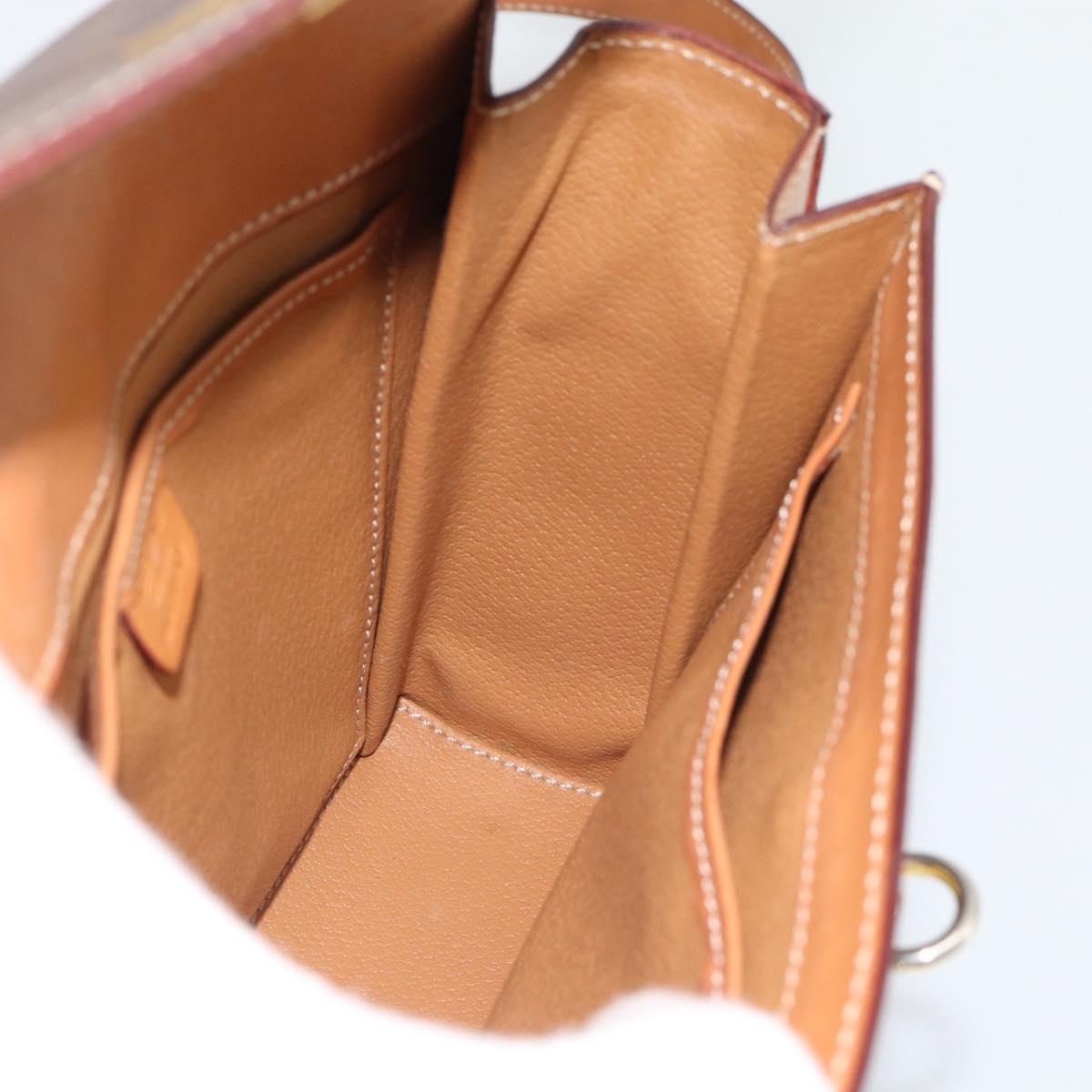 CELINE Macadam Shoulder Bag PVC Leather Brown Gold Tone Auth ep15326