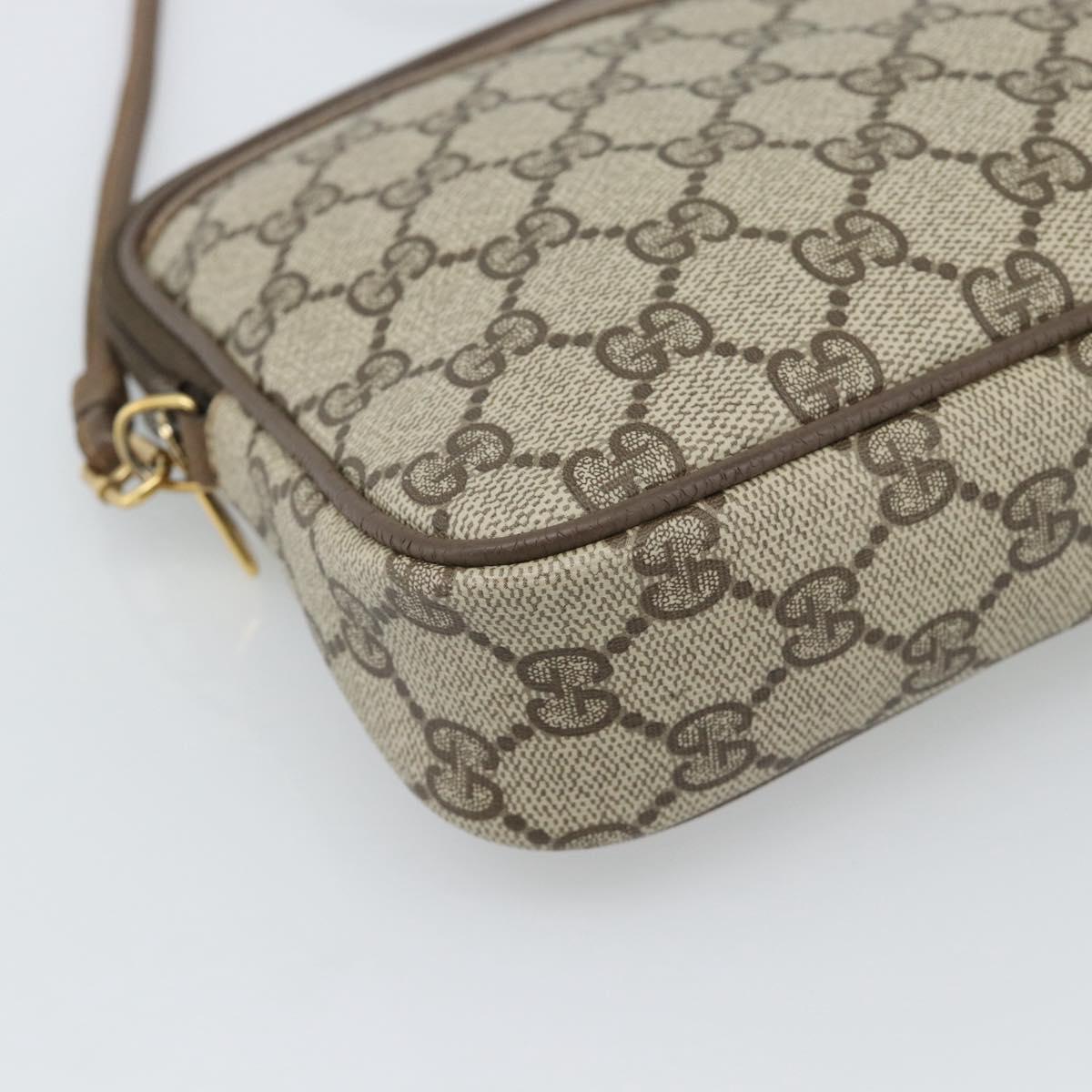GUCCI GG Supreme Shoulder Bag PVC Leather Beige Gold Tone Auth ep15327