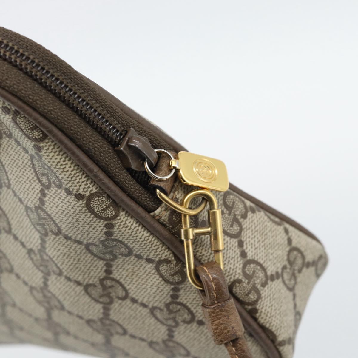 GUCCI GG Supreme Shoulder Bag PVC Leather Beige Gold Tone Auth ep15327