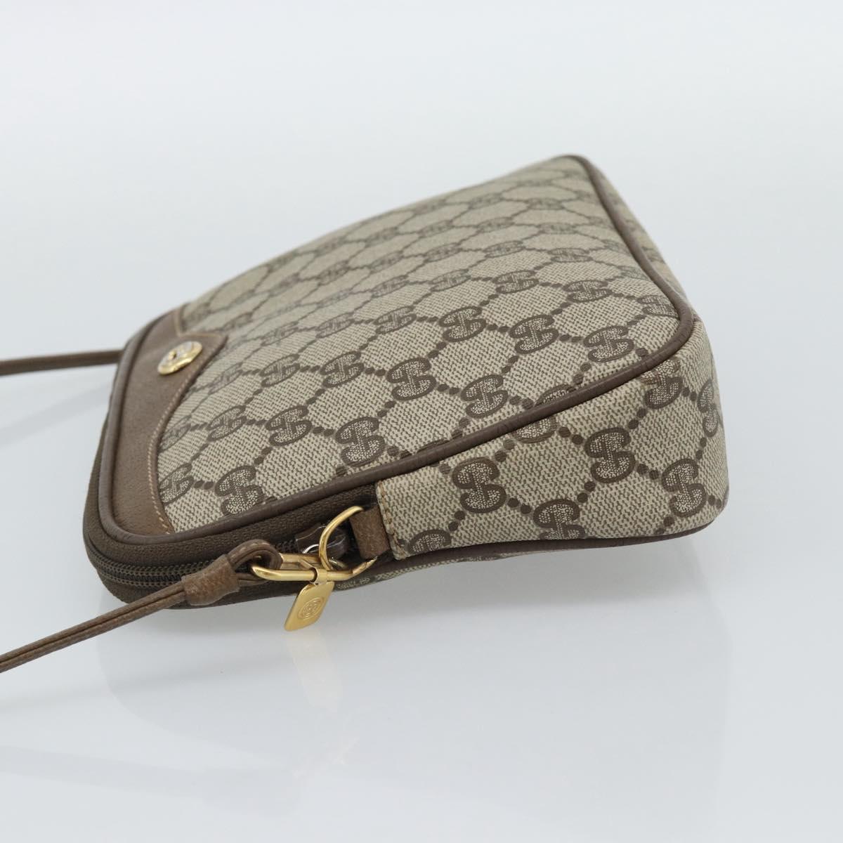 GUCCI GG Supreme Shoulder Bag PVC Leather Beige Gold Tone Auth ep15327