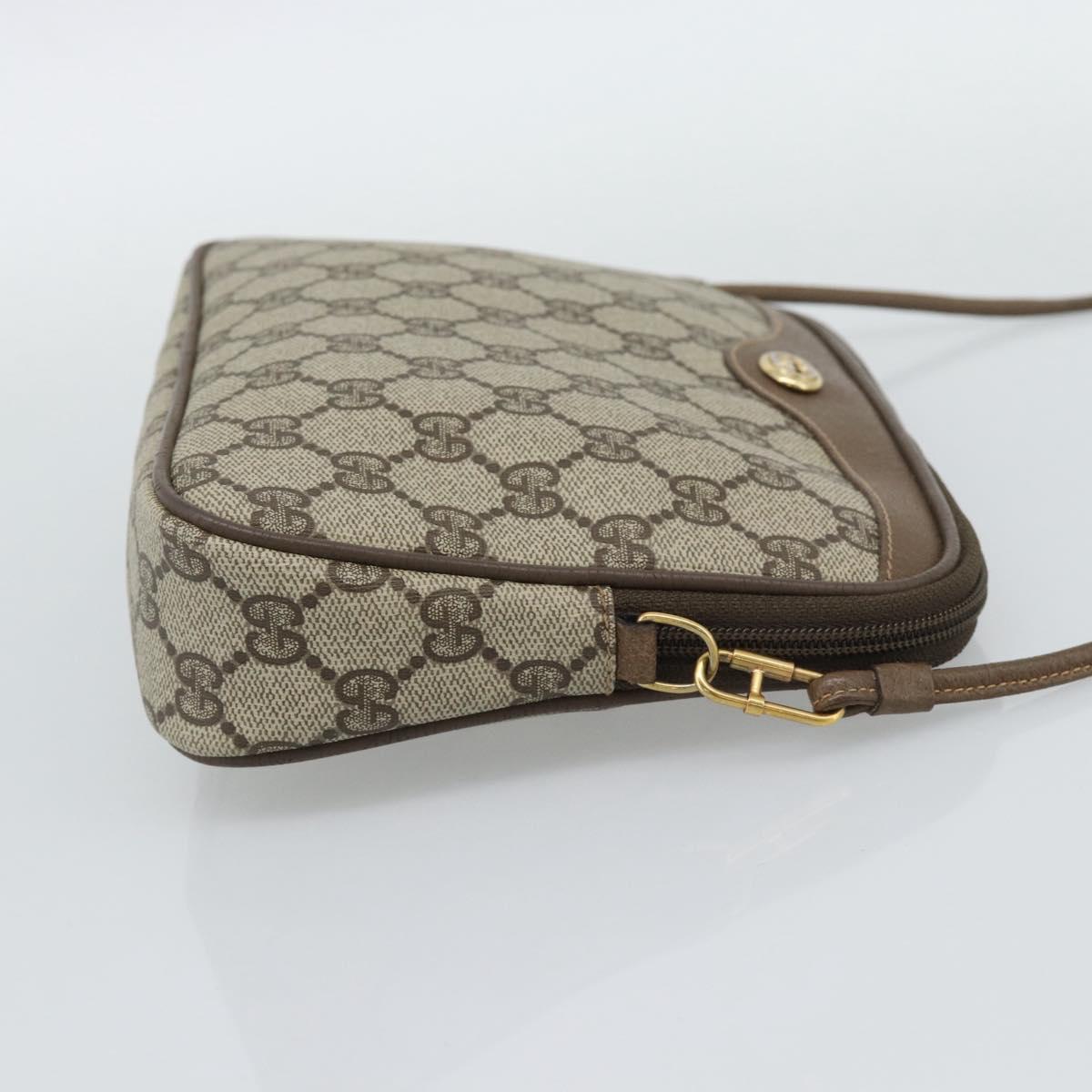 GUCCI GG Supreme Shoulder Bag PVC Leather Beige Gold Tone Auth ep15327