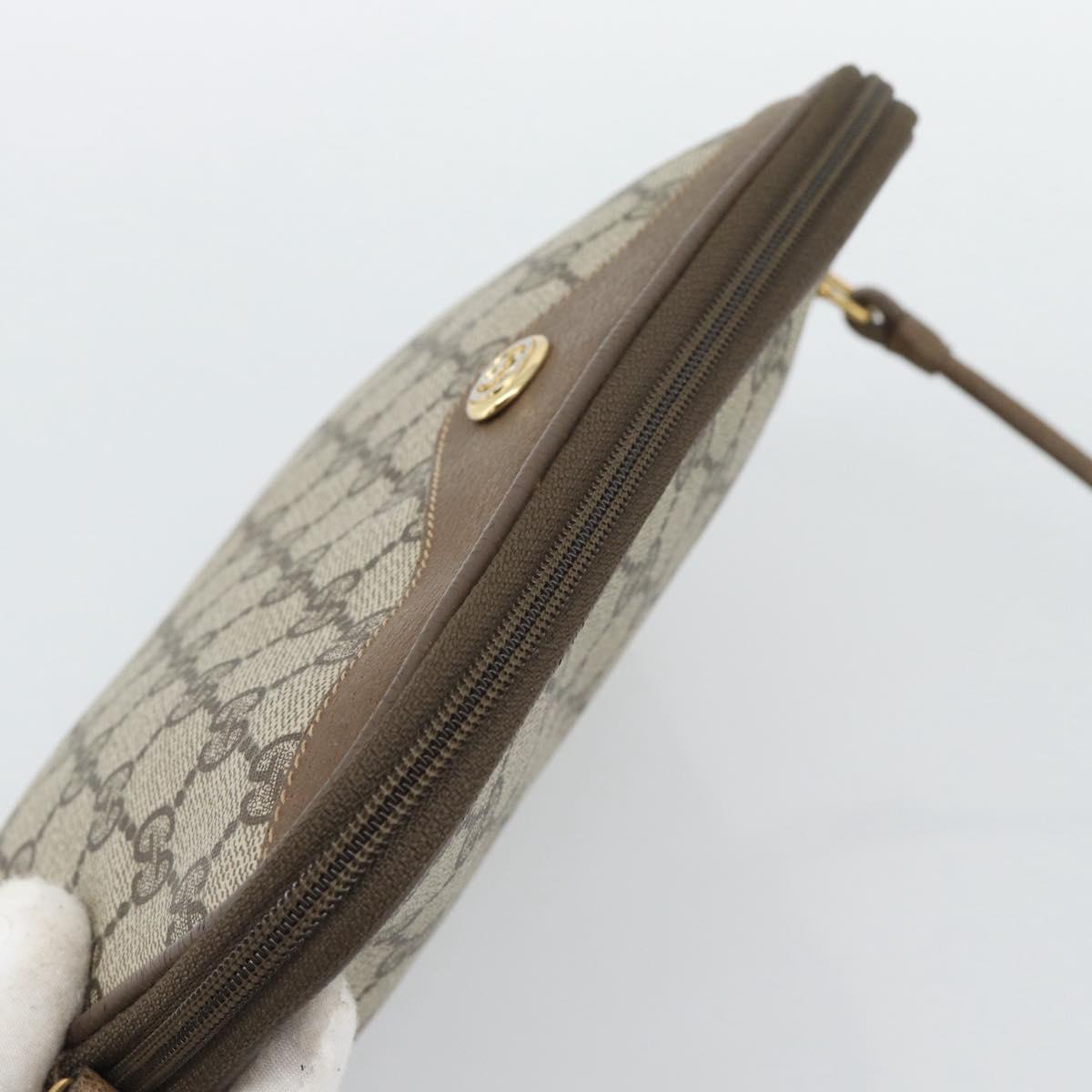 GUCCI GG Supreme Shoulder Bag PVC Leather Beige Gold Tone Auth ep15327