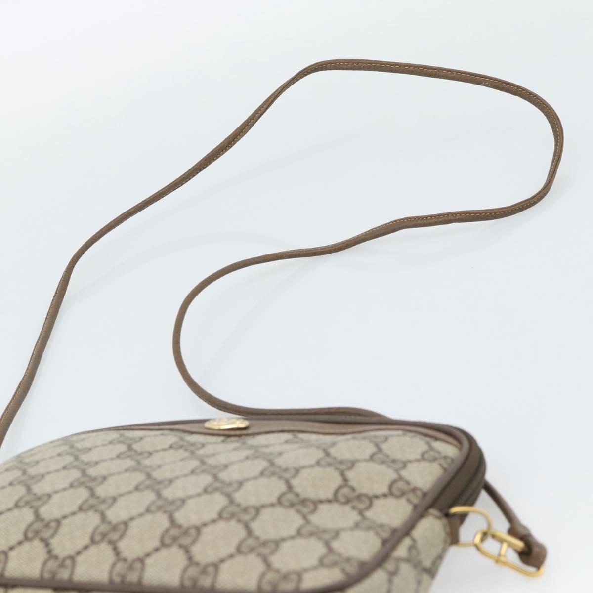GUCCI GG Supreme Shoulder Bag PVC Leather Beige Gold Tone Auth ep15327
