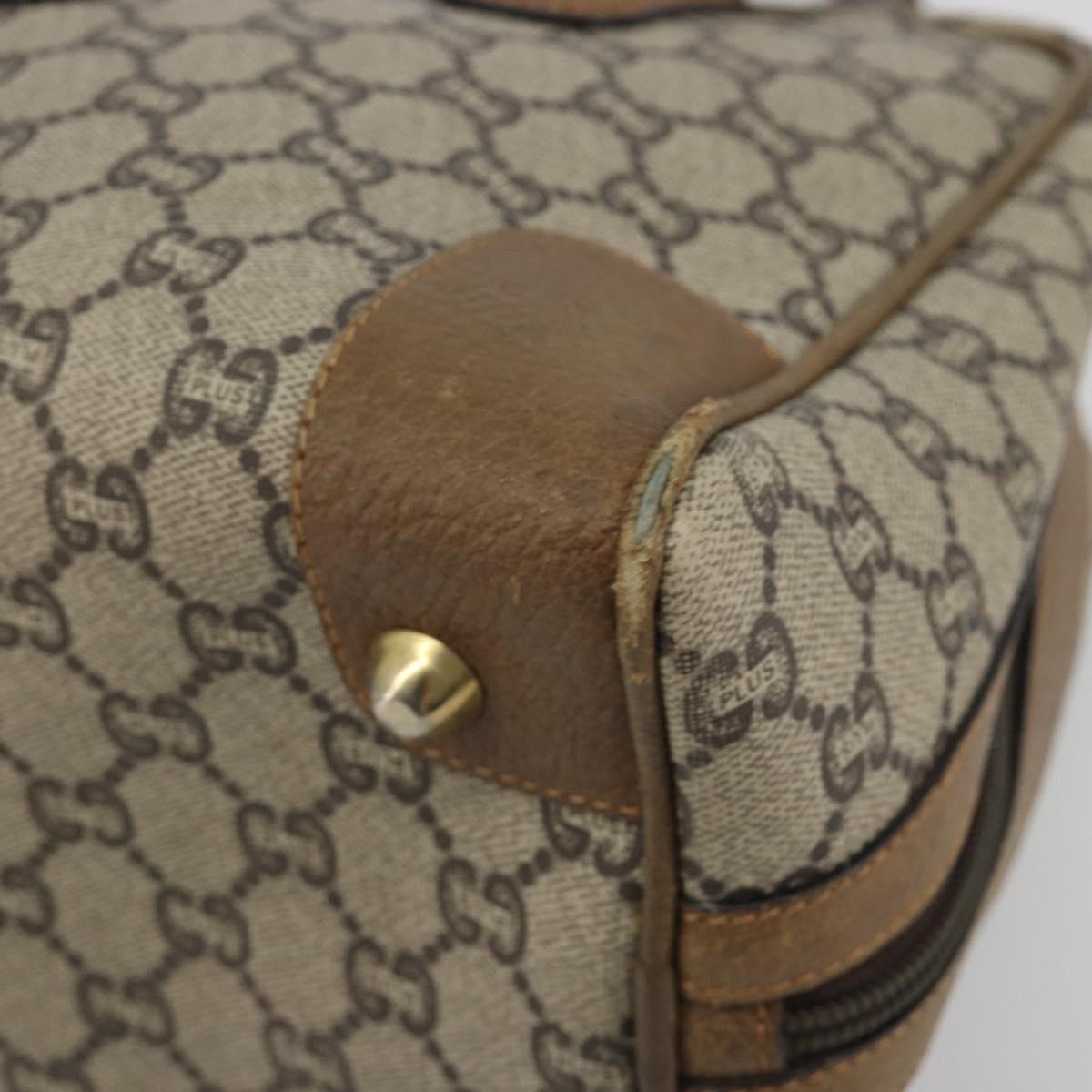 GUCCI GUCCI Plus Supreme Hand Bag PVC Beige Gold Tone Auth ep15328