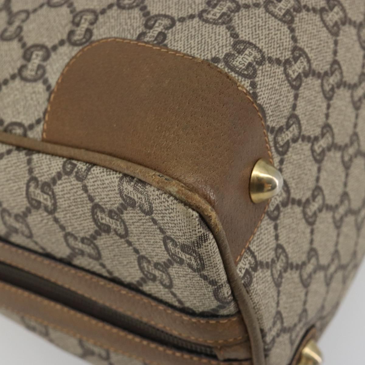 GUCCI GUCCI Plus Supreme Hand Bag PVC Beige Gold Tone Auth ep15328