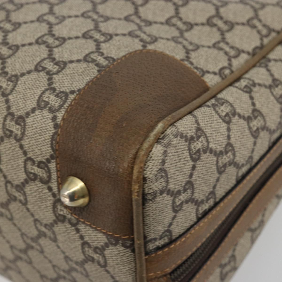 GUCCI GUCCI Plus Supreme Hand Bag PVC Beige Gold Tone Auth ep15328