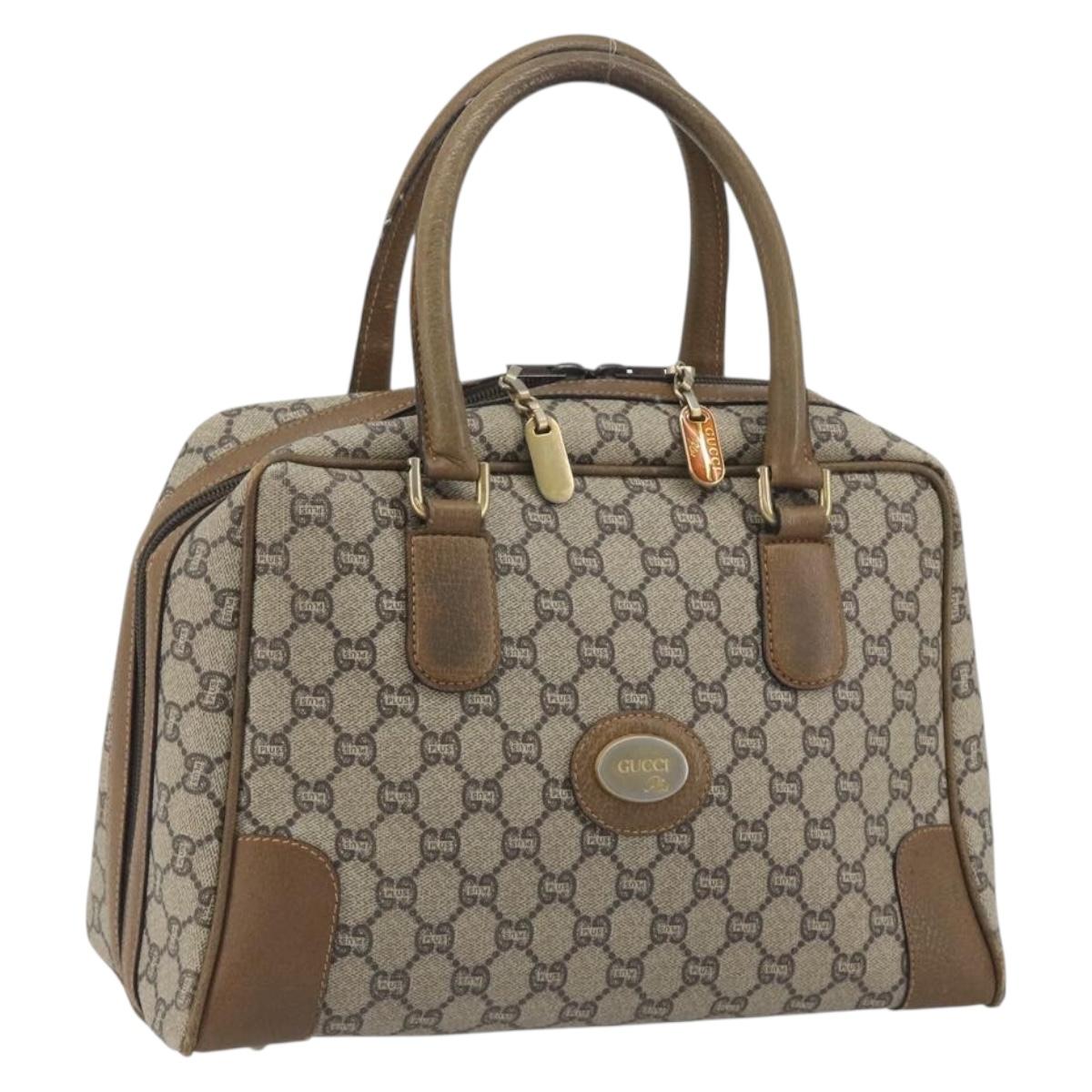 GUCCI GUCCI Plus Supreme Hand Bag PVC Beige Gold Tone Auth ep15328