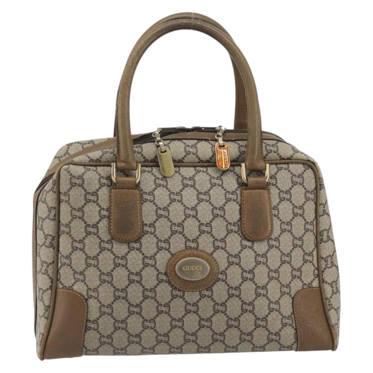 GUCCI GUCCI Plus Supreme Hand Bag PVC Beige Gold Tone Auth ep15328
