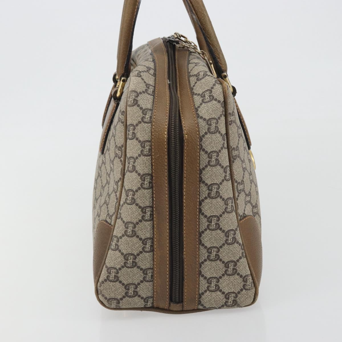 GUCCI GUCCI Plus Supreme Hand Bag PVC Beige Gold Tone Auth ep15328