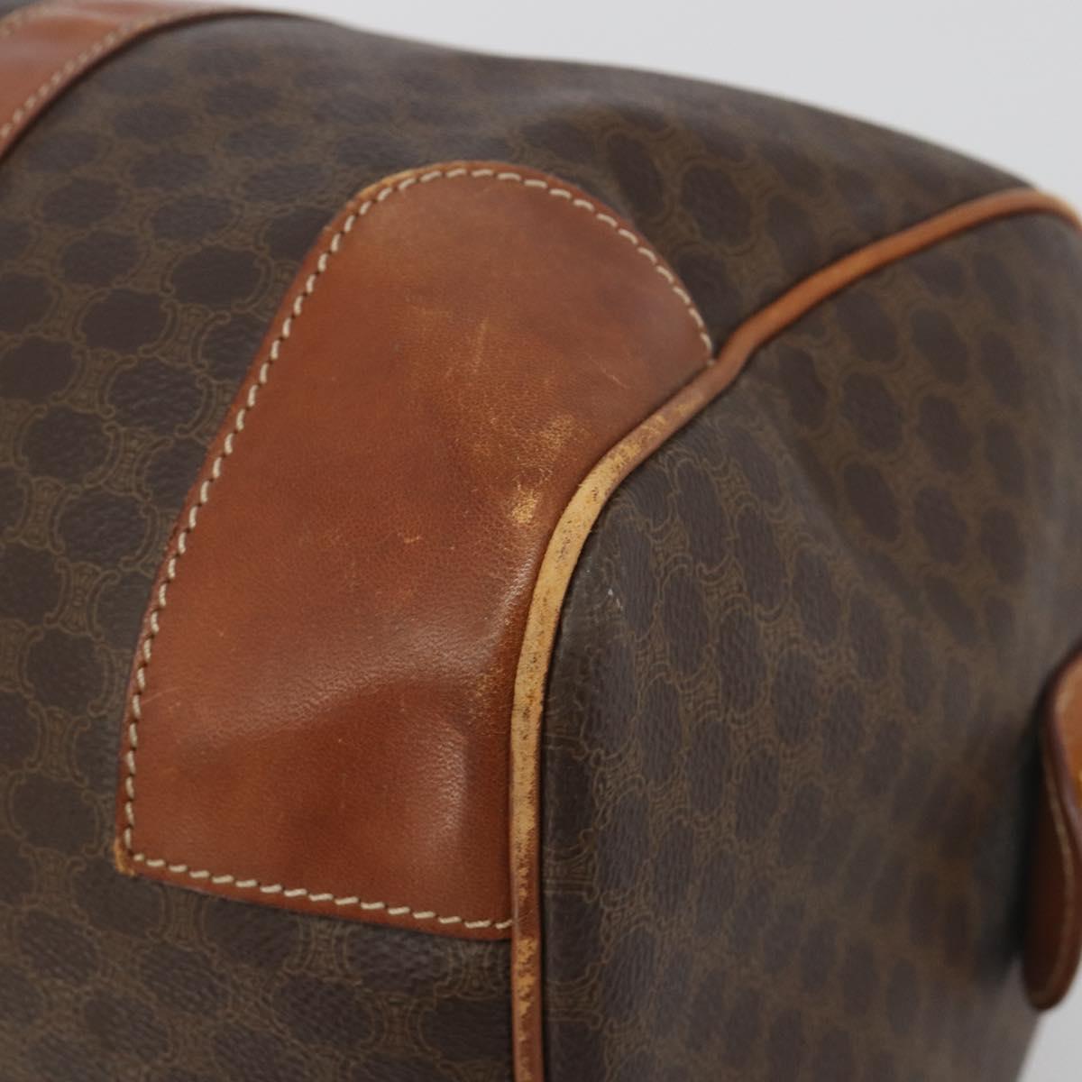 CELINE Macadam Boston Bag PVC Leather Brown Gold Tone Auth ep15333